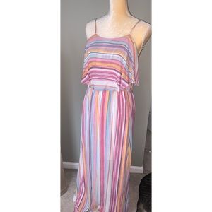 NWOT Rainbow Candy Stripe Maxi Dress